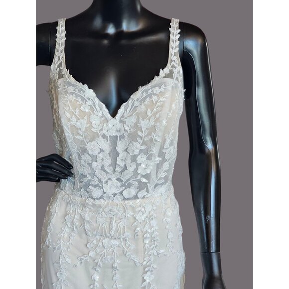 Blush Illusion Bodice Fit and Flare Scoop Back Wedding Gown - Stella Couture - Picture 4 of 10